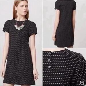 Maeve by Anthropologie Size Medium Black Dress White Polka Dots Flutter Sleeves